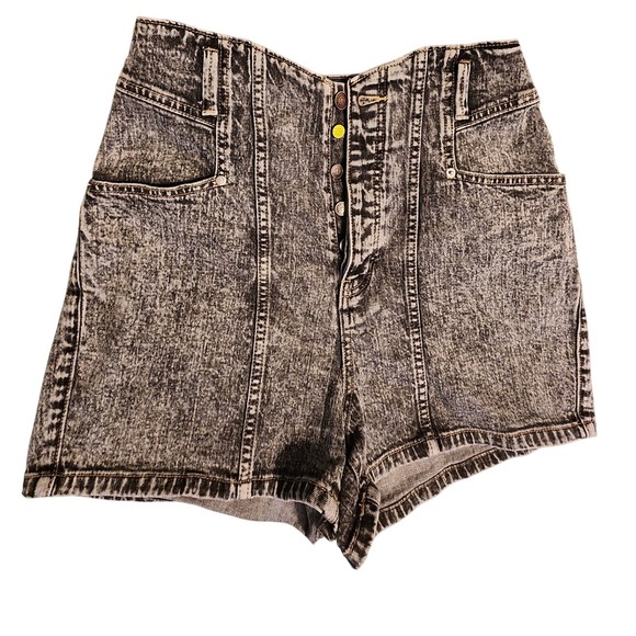 Happy Nature High Rise Seamed Jean Shorts Acid Wash 28 - Picture 1 of 3